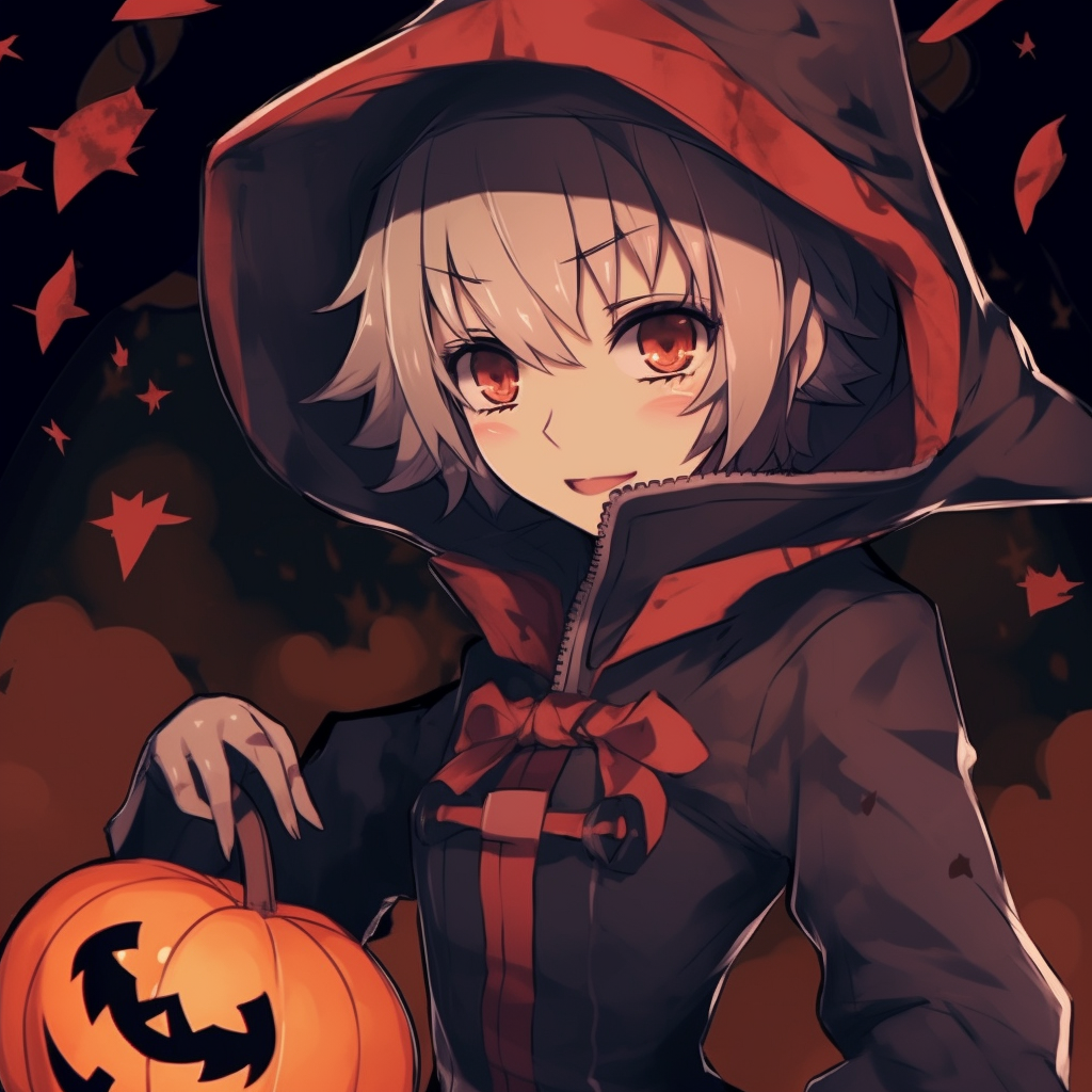 Close-up of Naruto in vampire costume, glowing eyes and sharp teeth. halloween anime pfp for boys