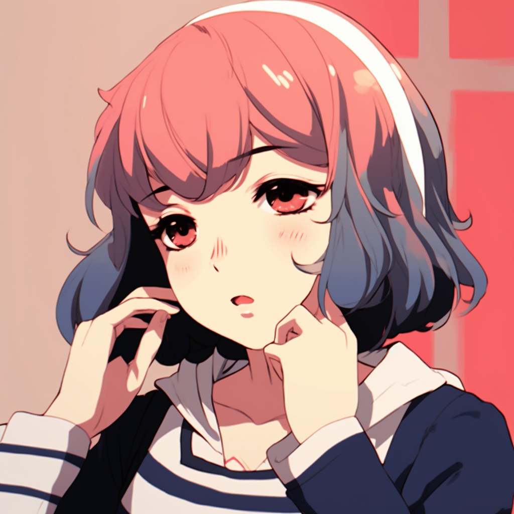 Retro-themed Anime girl, stylized with bold lines and vintage colors. anime girl pfp gif collection