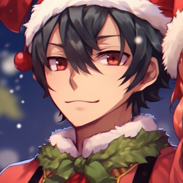 Two characters in a snowy landscape, wearing matching warm outfits, cool colors and tranquil vibe. incredible matching christmas pfp ideas pfp for discord.