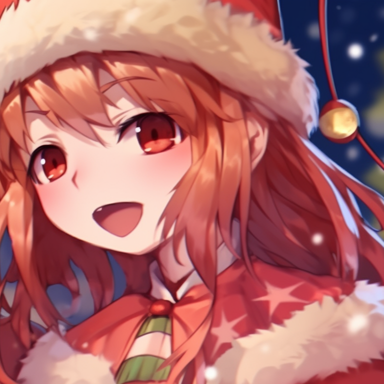 Two characters in a snowy landscape, wearing matching warm outfits, cool colors and tranquil vibe. incredible matching christmas pfp ideas pfp for discord.