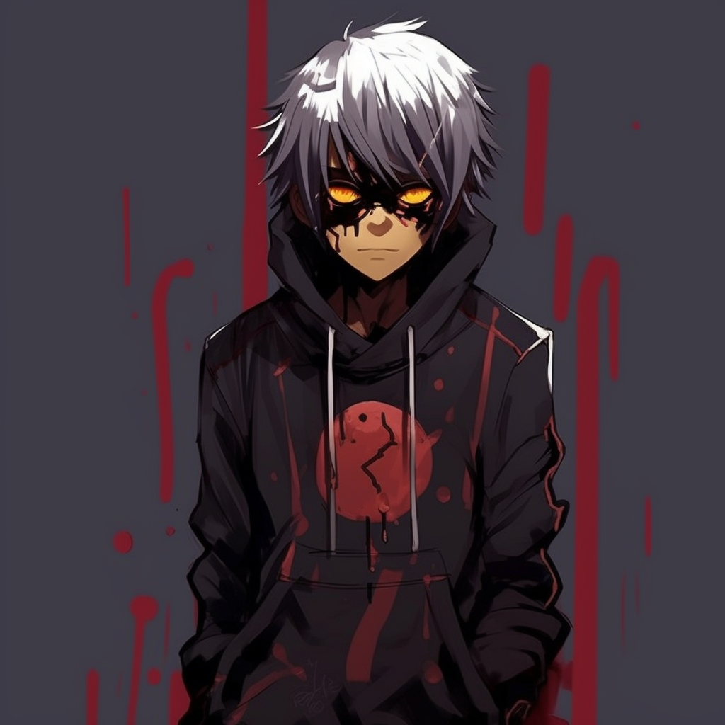 Shadow detailed Ghoul in drip style, intricate linework with muted tones. pfp ideas drippy anime style pfp for discord.