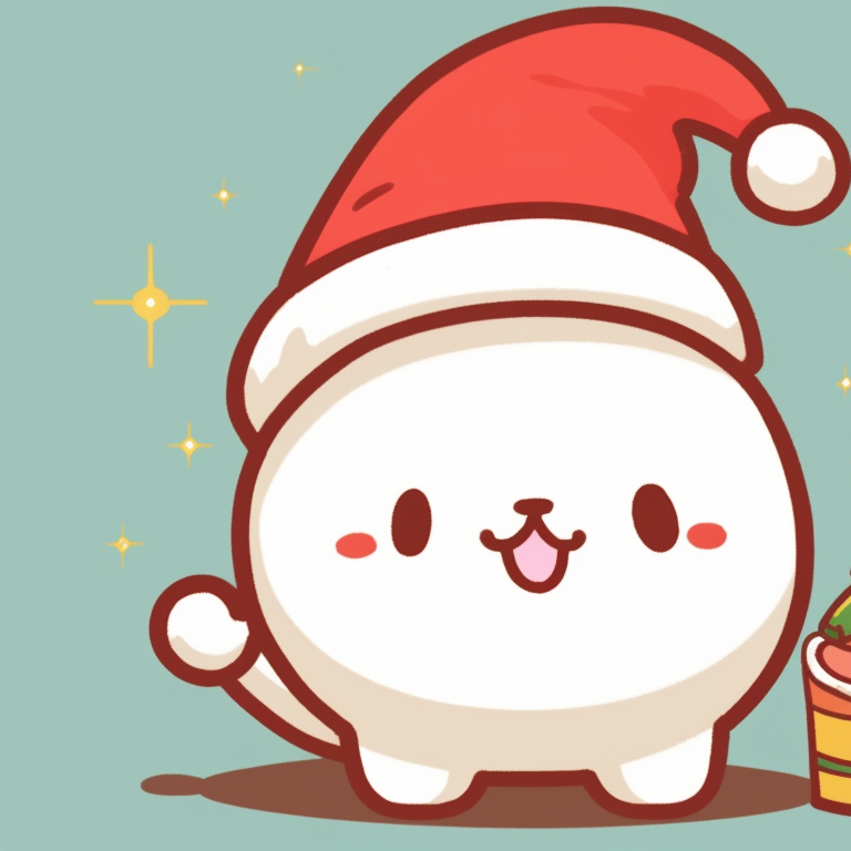 Gudetama and Tuxedosam wearing Santa hats, bold lines and bright colors. matching christmas sanrio pfp news pfp for discord.