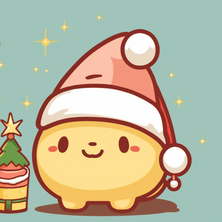 Gudetama and Tuxedosam wearing Santa hats, bold lines and bright colors. matching christmas sanrio pfp news pfp for discord.
