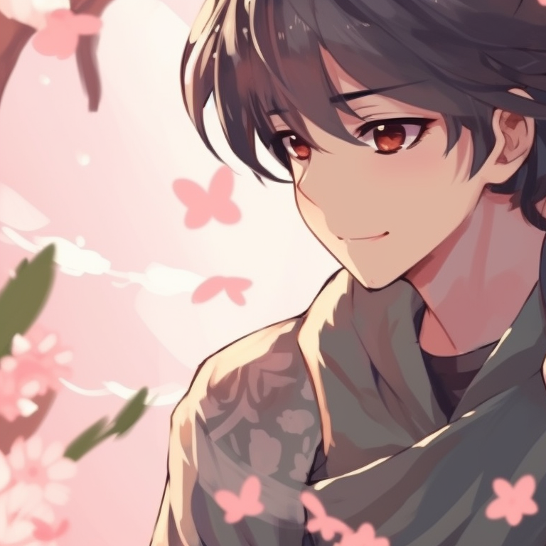 Two characters beneath a cherry blossom tree, pastel colors and romantic atmosphere. aesthetic inspired matching pfp pfp for discord.