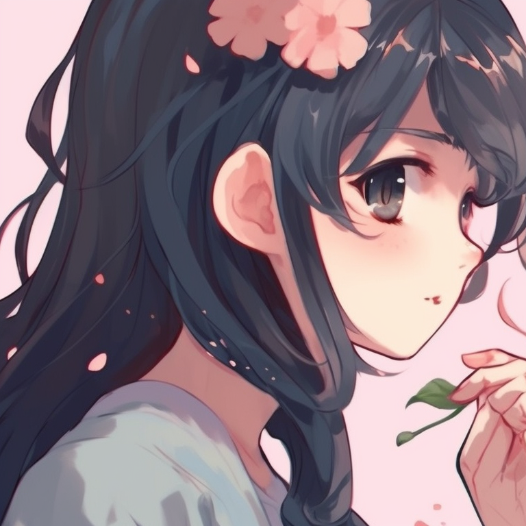 Two girls reflected in a serene summer pond, vibrant colors and expressive eyes. unique girl's matching pfp pfp for discord.