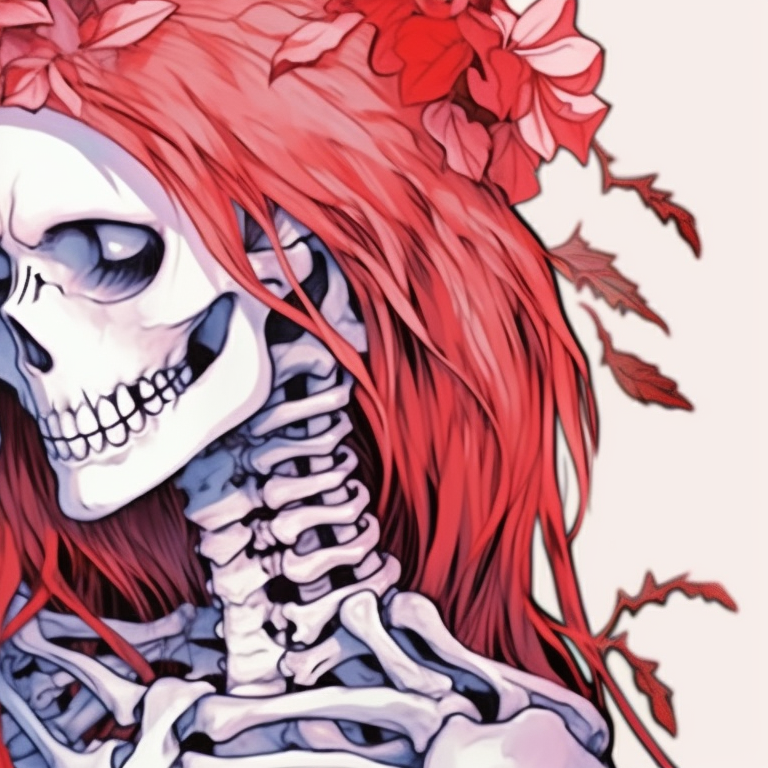 Close-up of two skeletons sharing intimate moment, attention to detail in the shading and textures of the bone structure. skeletons kissing under mistletoe - matching christmas pfp pfp for discord.