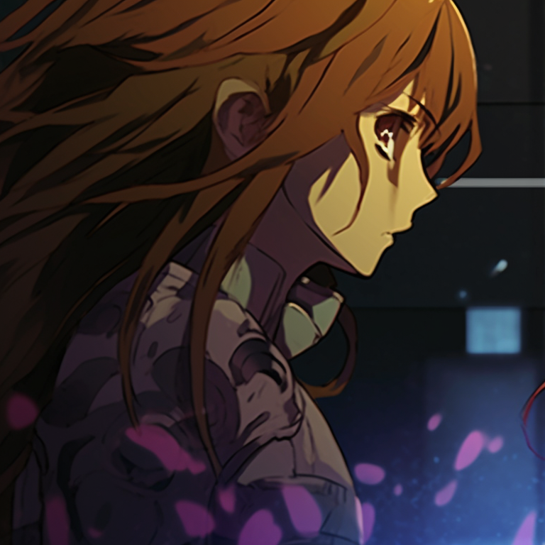 Two characters in battle armor, dynamic lines and vibrant colors emphasizing motion. matching pfp gif anime style pfp for discord.