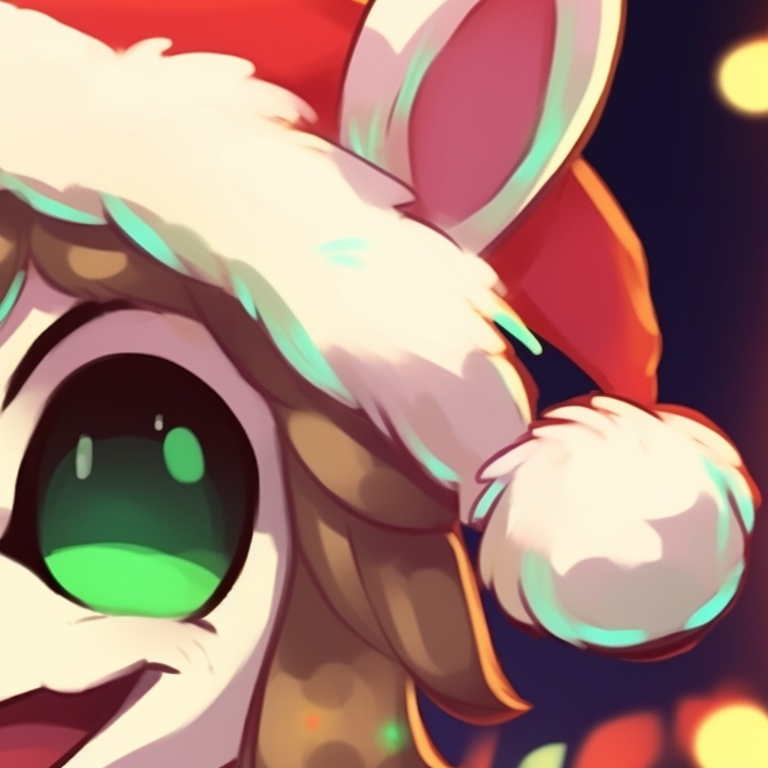 Close up of Asriel, detailed facial expressions with soft snowflakes in the background. matching asriel christmas pfp designs pfp for discord.