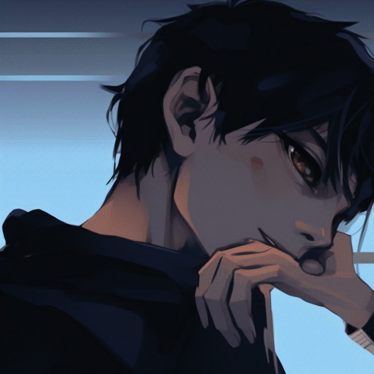 Two characters under a starry sky, cool tones and detailed celestial elements, gazing at each other. anime couples matching pfp with cool art styles pfp for discord.