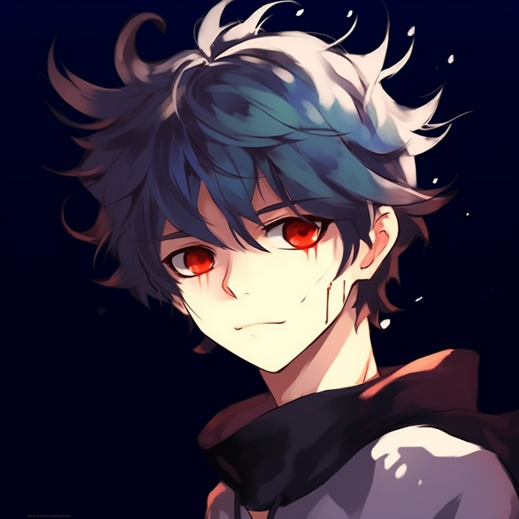 Anime boy wearing glasses, detailed accessory with reflective surfaces. anime boy pfp in high quality