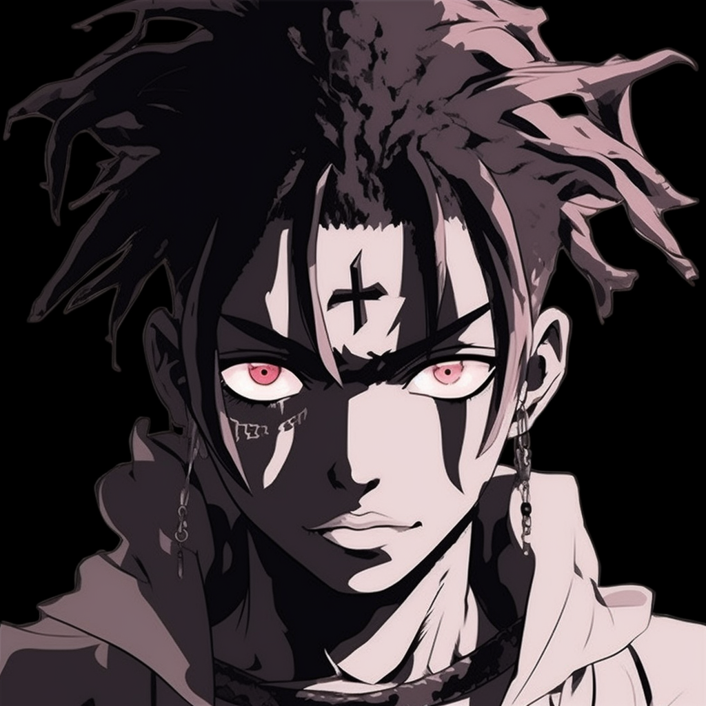 Playboi Carti portrayed in a distinct manga art style with emphasis on shading and compositions. playboi carti pfp anime wallpaper
