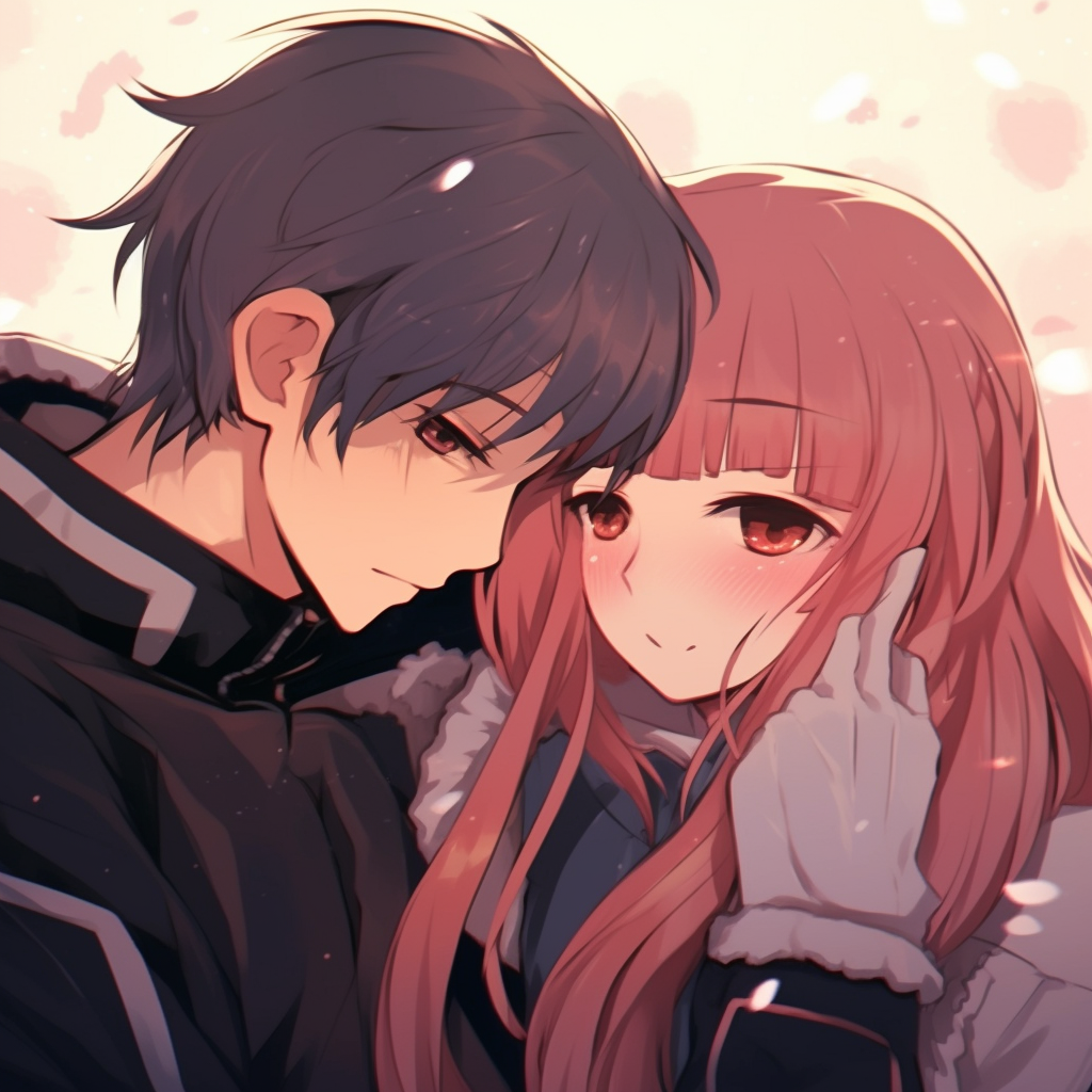 Asuna and Kirito in battle gear. Focus on their weapon details, dynamic action poses, and darker tones. couple anime for matching pfp aesthetics pfp for discord.