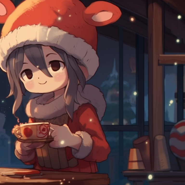 Two characters, dressed warmly, lying in the snow, wrapped in blankets, staring at a starlit sky. clever matching christmas cartoon pfp ideas pfp for discord.