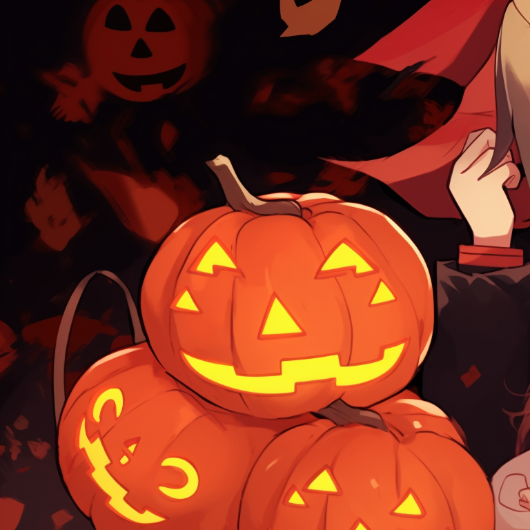 Exchanging glances, Zenitsu and Nezuko against a disconcerting halloween setting. zenitsu and nezuko halloween wallpapers pfp for discord.
