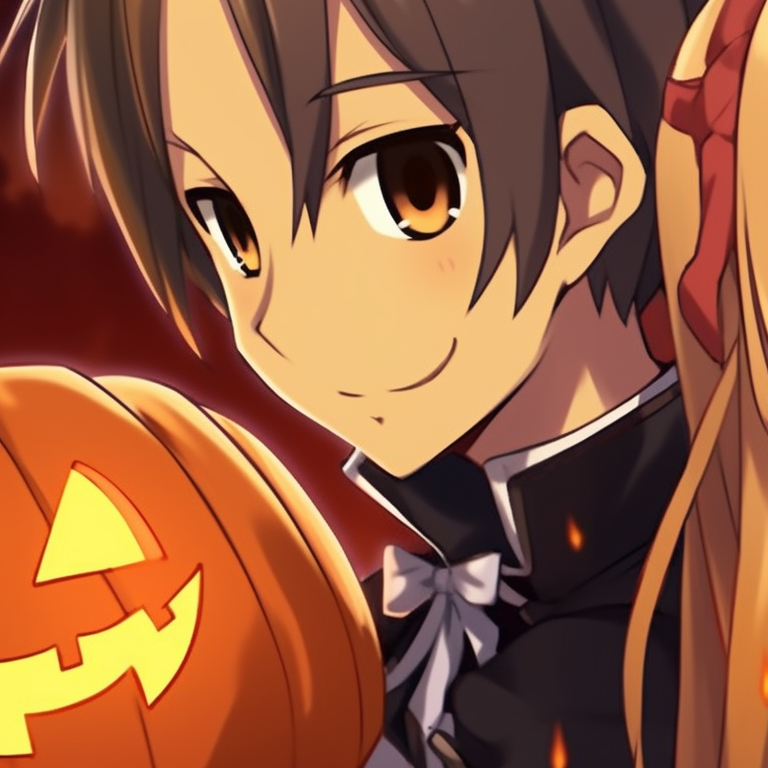 Kirito and Asuna in their battle pose, filled with dynamic lines and dark shades. halloween version pfp matching of kirito and asuna pfp for discord.