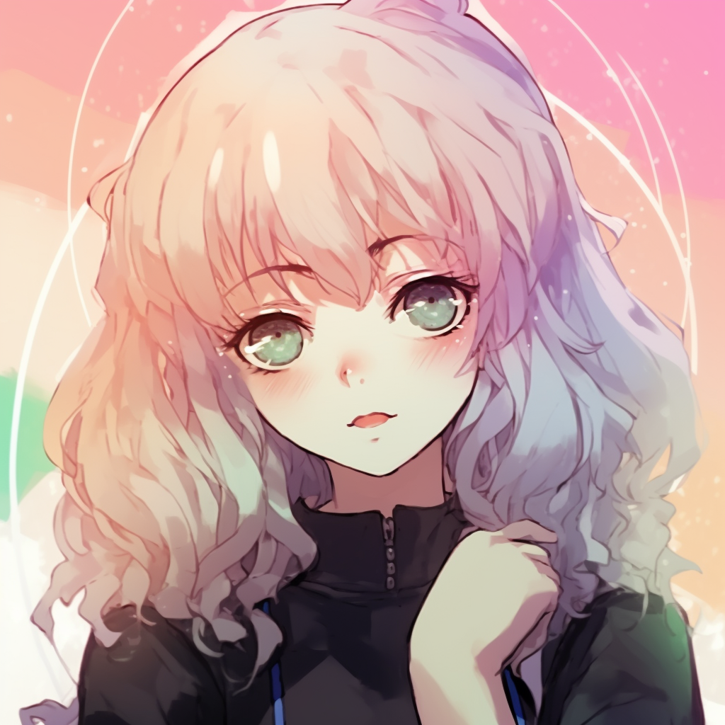 Anime profile picture in pastel spectrum, featuring clean lines and a delicate character design. multicolored cute pfp anime