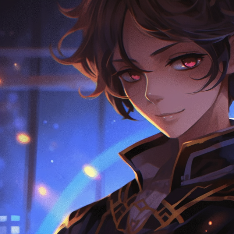 Two characters in shimmering magical outfits with a mystic aura surrounding them. matching pfp generator pfp for discord.