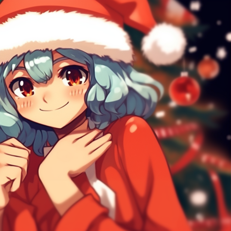 Two characters in matching tinsel outfits, rich hues and dynamic lines. gifs for matching christmas pfp in preppy style pfp for discord.