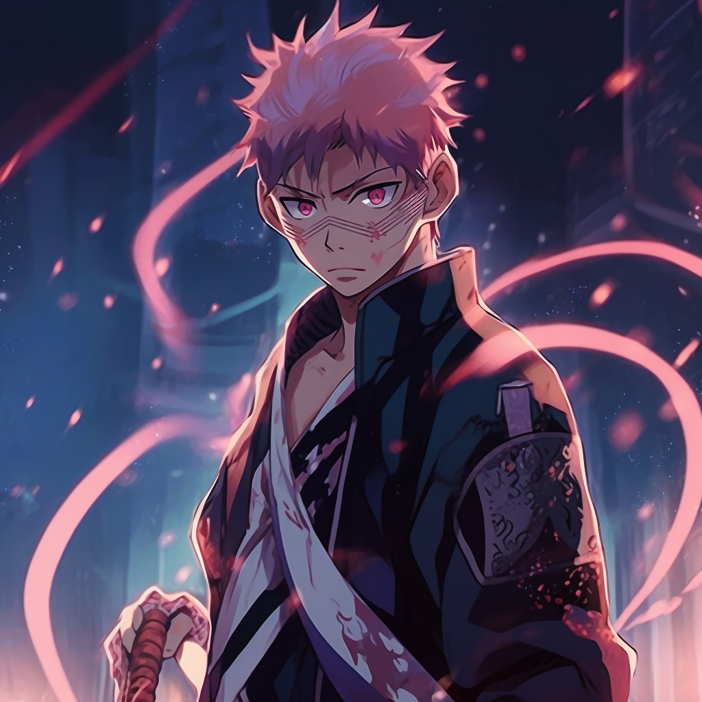 A detailed Cyberpunk themed anime profile of a Samurai, making use of cool tones. vibrant anime pfp cool pfp for discord.