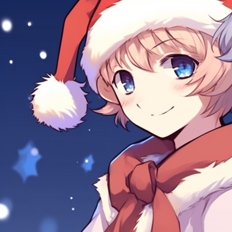 Two characters under a mistletoe, winter color scheme and gentle expressions. versatile christmas pfp for discord pfp for discord.