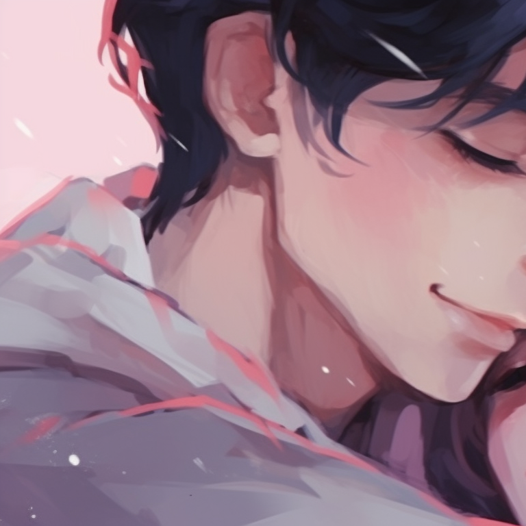 Two characters staring at each other against a starry night, their expressions conveying deep affection. romantic cute couple matching pfp pfp for discord.