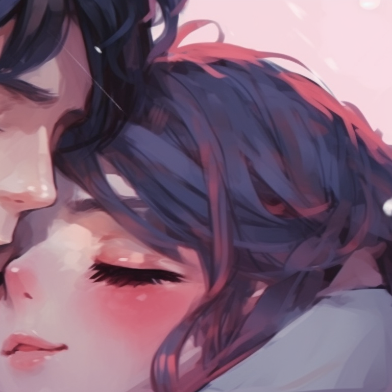 Two characters staring at each other against a starry night, their expressions conveying deep affection. romantic cute couple matching pfp pfp for discord.