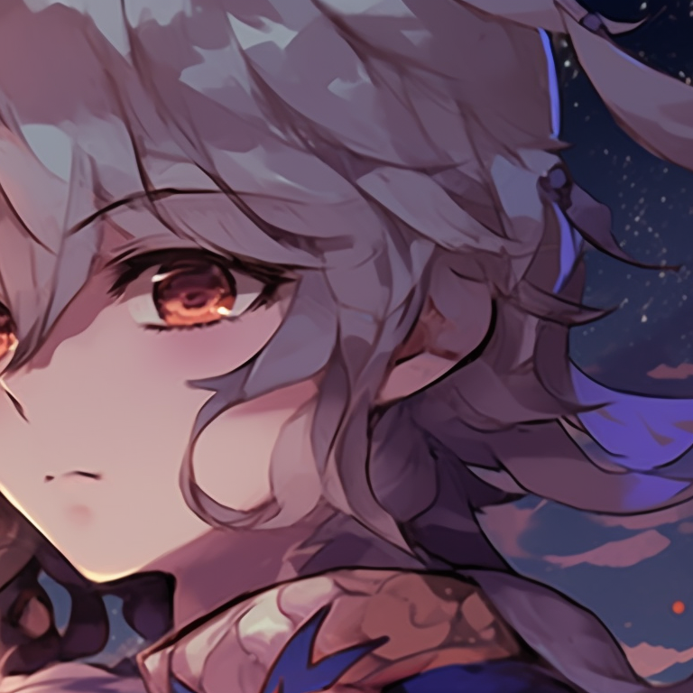 Two characters under a celestial sky, detailed constellations and brilliant hues. genshin matching pfp with unique looks pfp for discord.