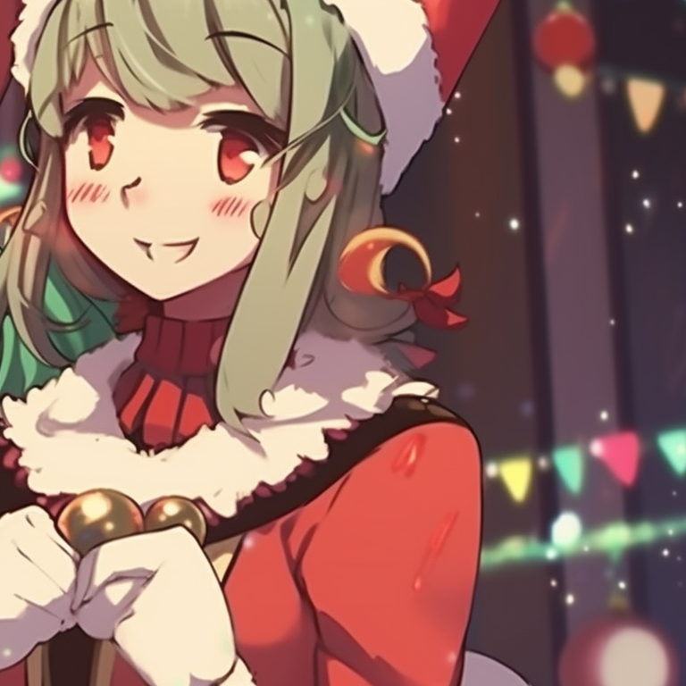 Two characters in matching Santa outfits, bright colors and cheerful expressions. celebrate with matching christmas discord pfp pfp for discord.