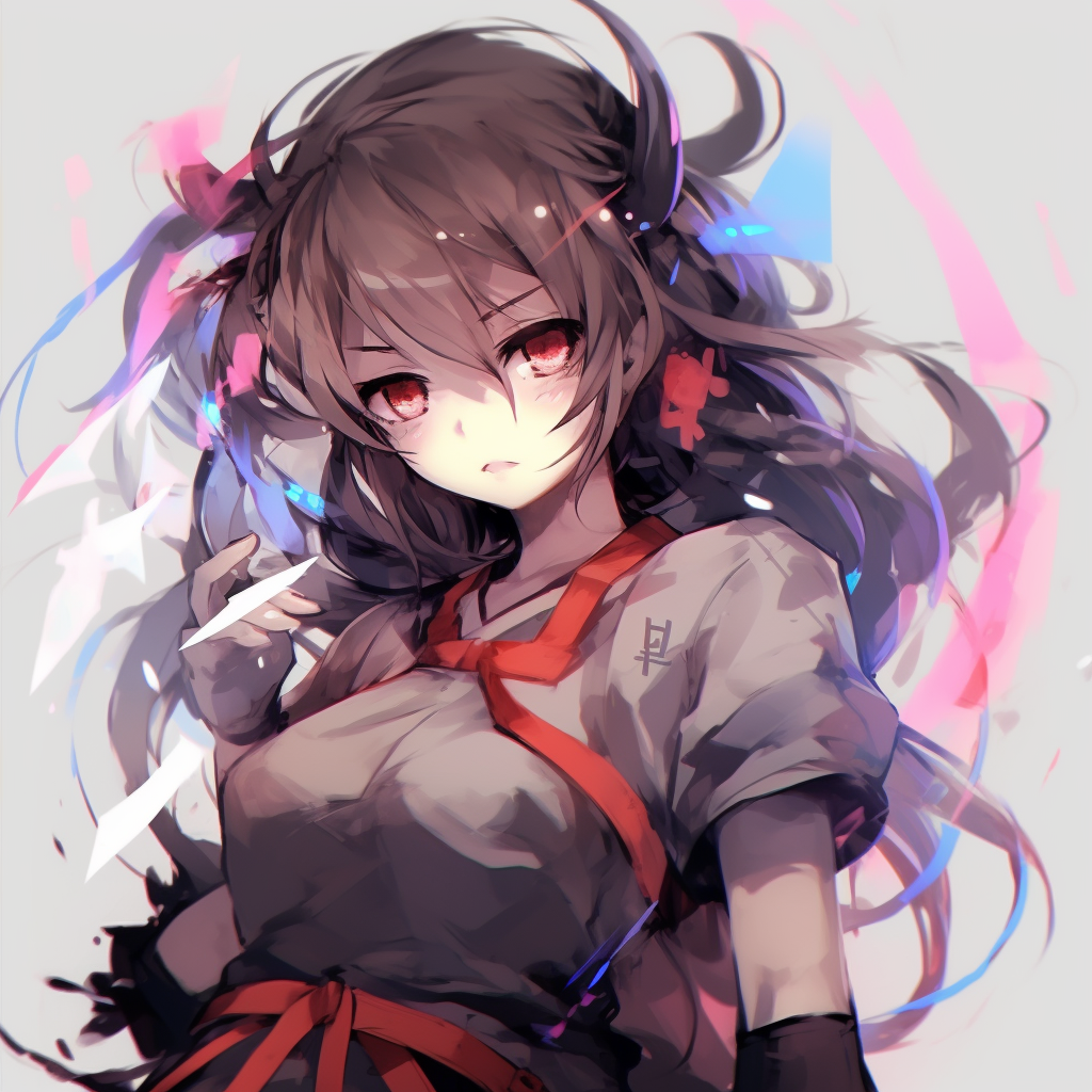 Anime girl dressed and prepared for combat, showcasing her warrior attire and striking pose. intriguing girl anime pfp