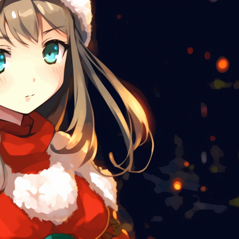 Two characters near a Christmas candle, warm hues and serene expressions. essential matching christmas pfp for discord pfp for discord.