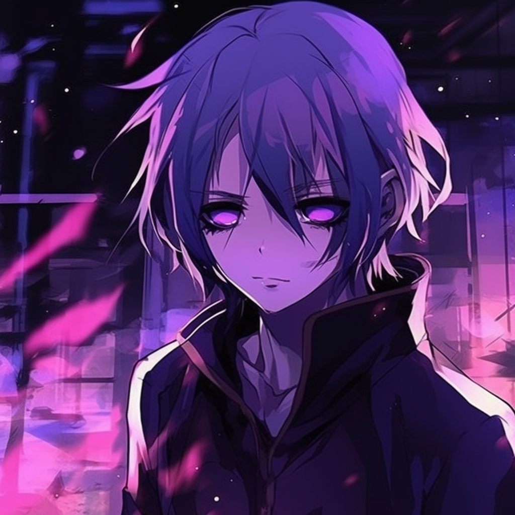 Close-up of Sasuke in purple light, highlighting his character design and facial details. top-notch purple anime wallpapers