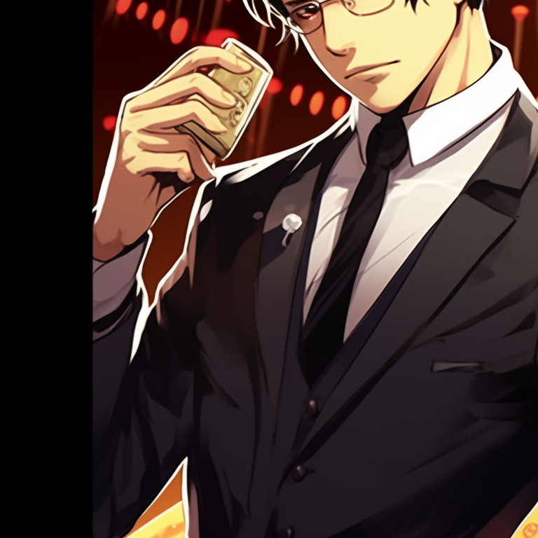 Close-up of Lady K and the Sick Man, under dramatic lighting, with monetary symbols in the background. lady k and the sick man matching pfp finance pfp for discord.