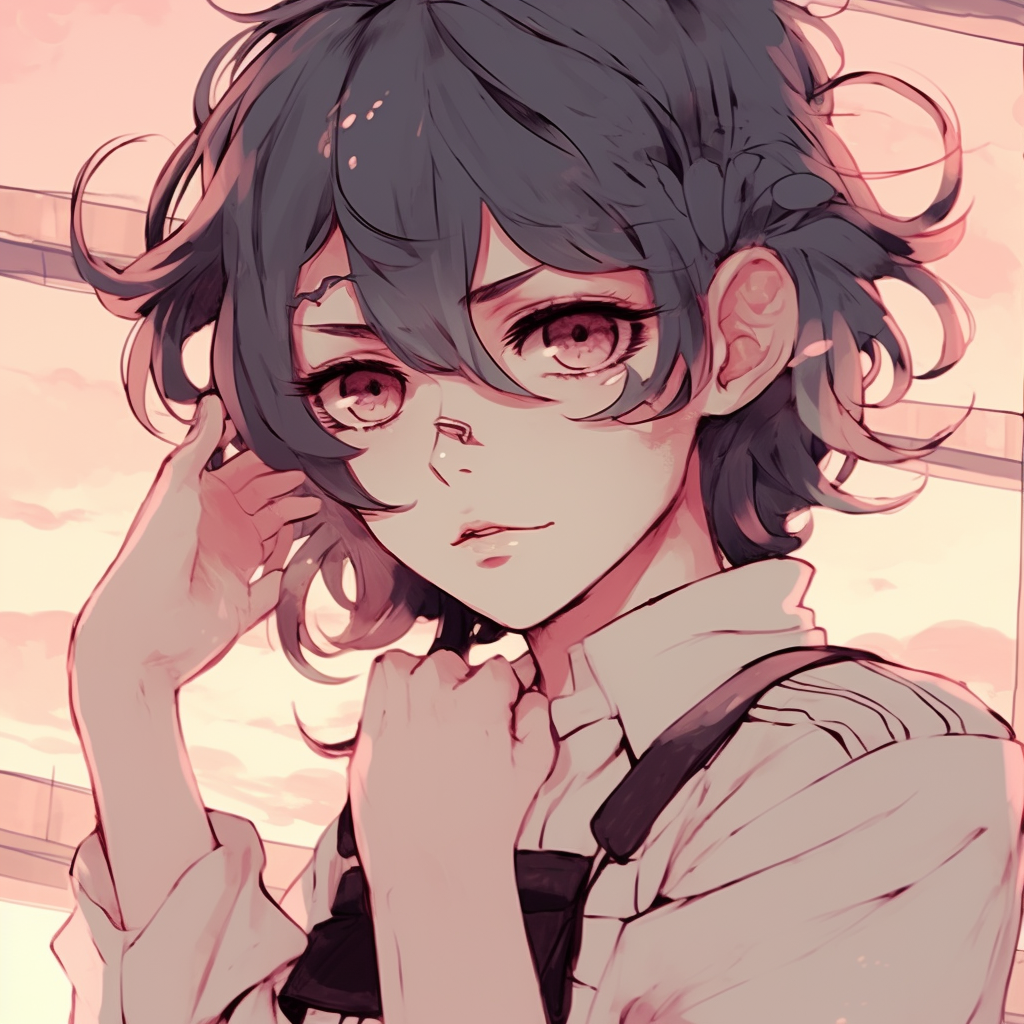 A character portrait in warm tones, displaying soft shading. aesthetic anime pfp manga