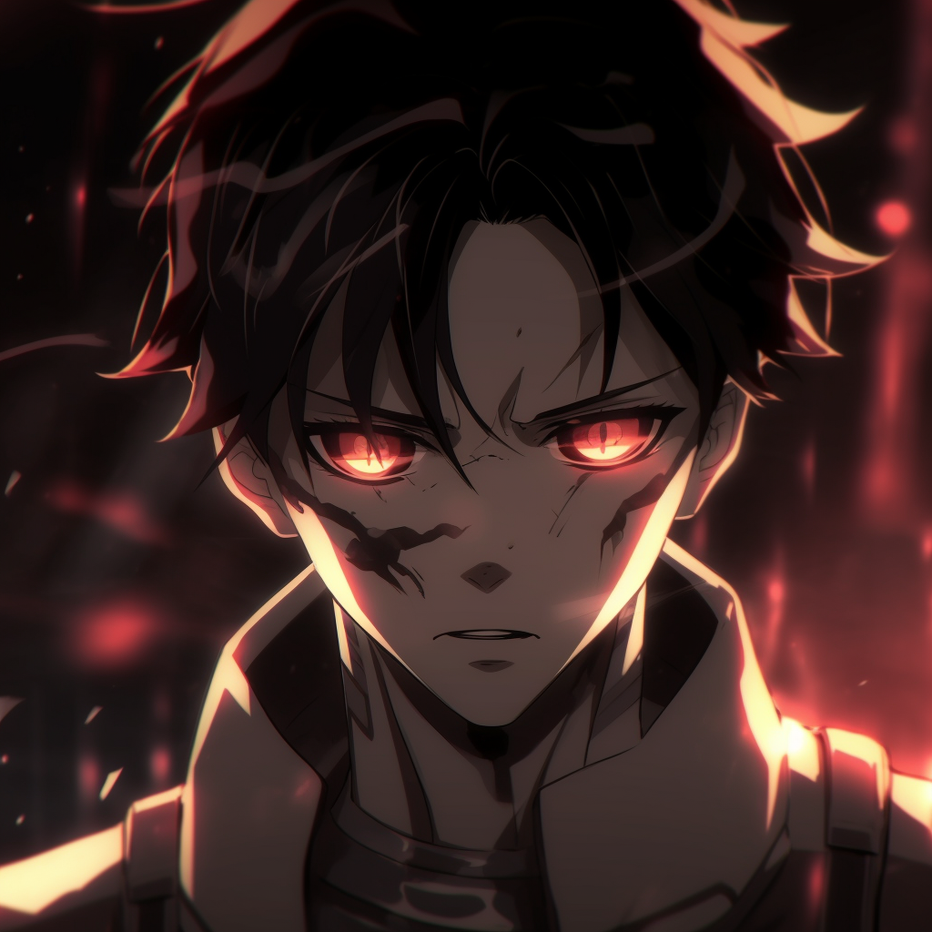 Levi's intense stare radiating dazzling glow, providing a cool anime aesthetic. 4k resolution glowing anime pfp gallery