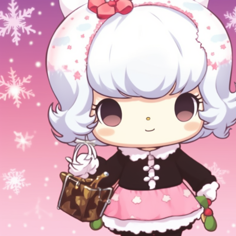 Two Sanrio characters in Santa outfits, light colors with festive details. matching christmas sanrio pfp shopping pfp for discord.