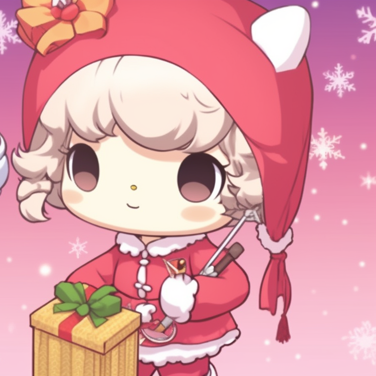 Two Sanrio characters in Santa outfits, light colors with festive details. matching christmas sanrio pfp shopping pfp for discord.