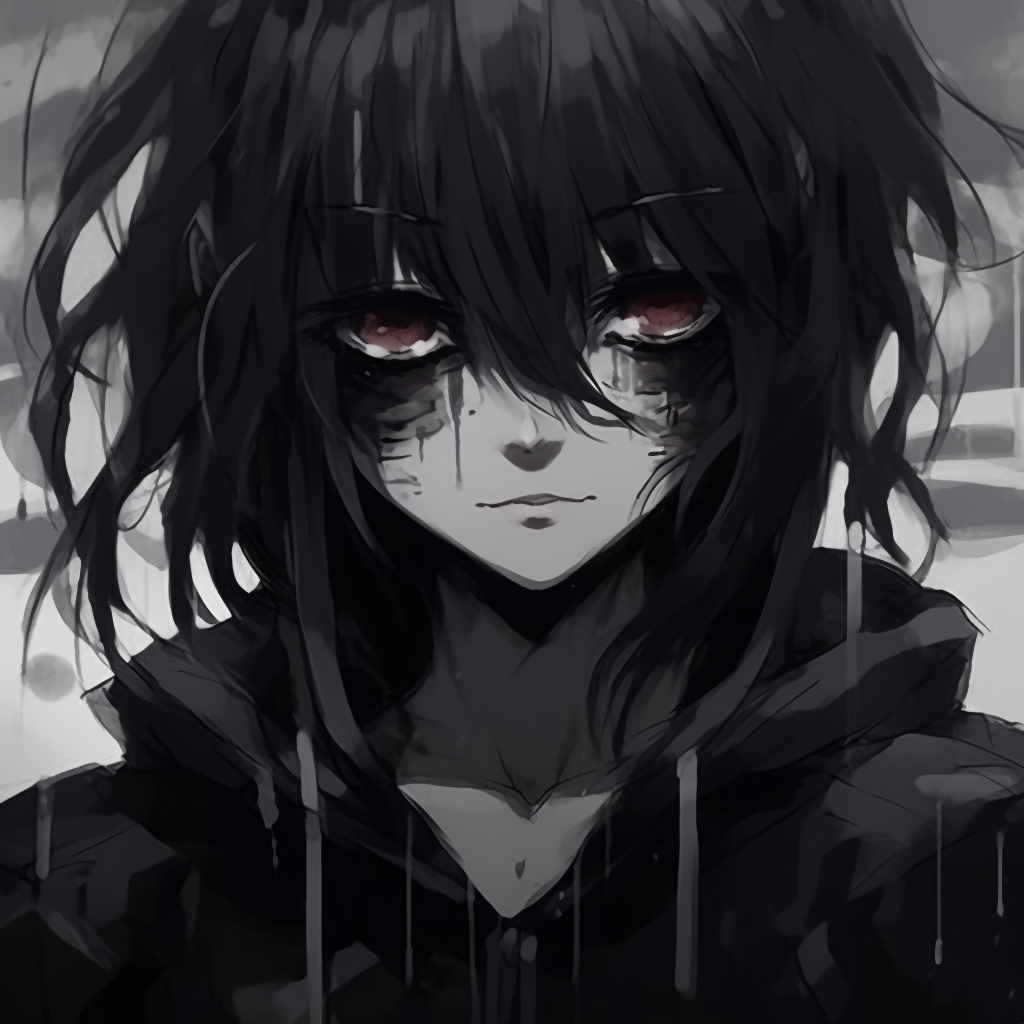 Legendary anime antihero reimagined in a grunge aesthetic, focusing on grained textures and a rebellious color scheme. appealing anime grunge pfp aesthetics pfp for discord.