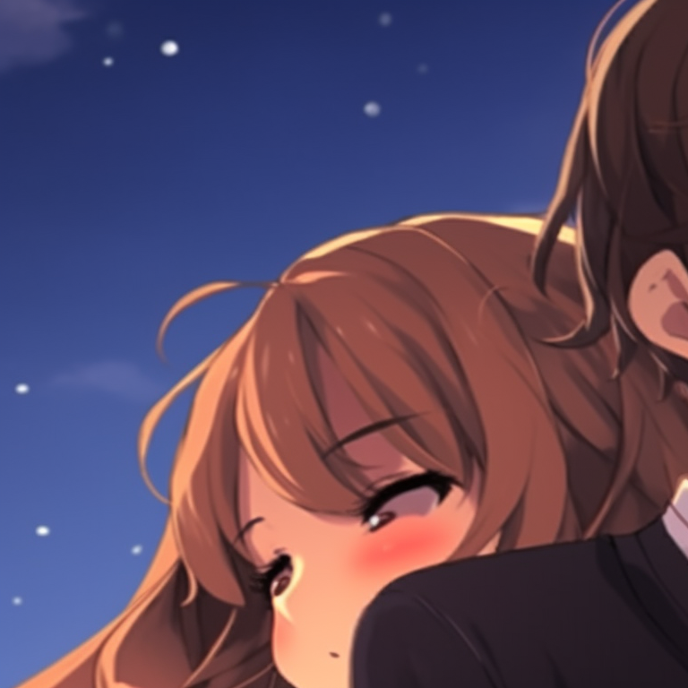 Hori and Miyamura in a loving stare, warm tones, glasses and butterfly details. horimiya matching pfp collection pfp for discord.