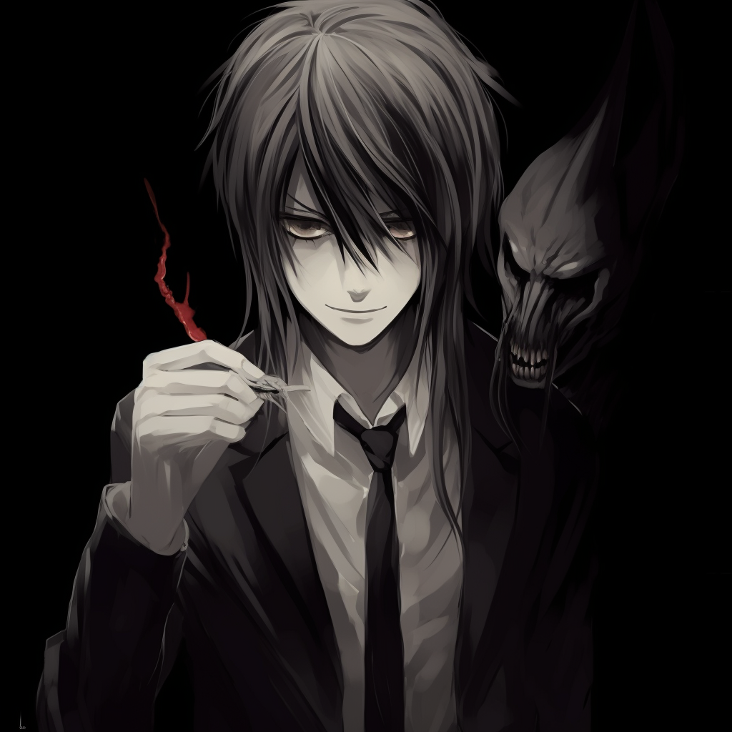 Light Yagami and Ryuk from Death Note, a blend of realistic and surreal art style. edgy anime pfp ideas