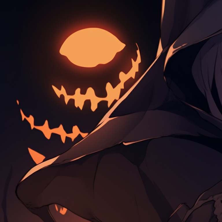 Two characters, stark contrast between luminous moon and dark landscape, sharing a quiet moment. dark matching pfp halloween theme icons pfp for discord.