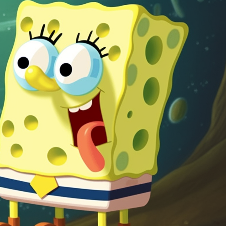 Extreme close-up, detailed texture, showcasing Spongebob's signature square pants. animated spongebob matching profile picture pfp for discord.