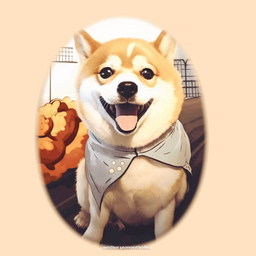 Anime art of the Shiba Inu looking off into the distance, features bright colors and focused light. dog type pfp pfp for discord.