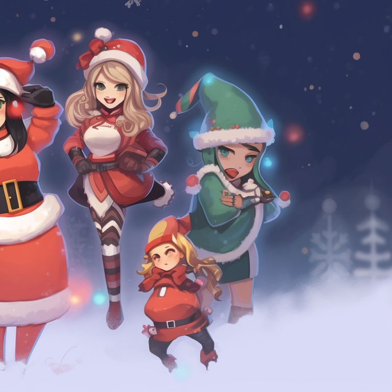 Two characters, vibrant colour scheme with Christmas symbols, ready for a merry showdown valorant festive season matching pfp pfp for discord.