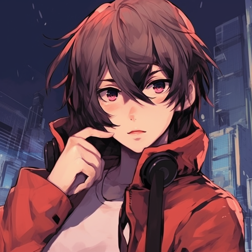 Anime profile picture featuring urban style, street art elements and strong lines. 512x512 anime pfp cool design