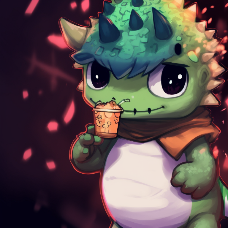 Two dinosaur characters, one dressed as a ghost and the other as a pumpkin, bold outlines and a darker color palette. artistic dino matching pfp halloween theme pfp for discord.