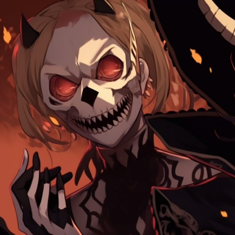 Two characters, one angelic and the other demonic, bright and dark colors highlighting the contrast. spooky memes for halloween matching pfp pfp for discord.