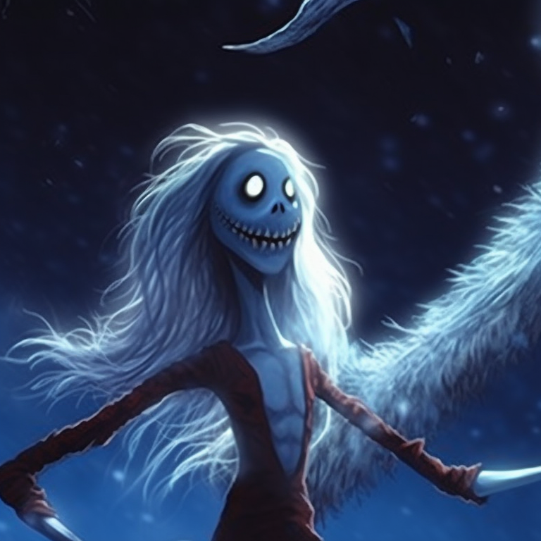 Two characters portrayed as Yetis, under chilling blue twilight, wearing Christmas sweaters matching scary christmas pfp classic monster scenes pfp for discord.