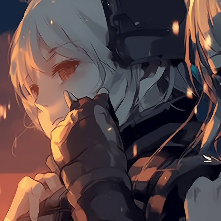 Two characters in casual outfits, relaxing, earthy tones, detailed scenery. amazing matching anime pfp pfp for discord.