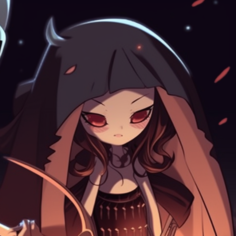 Two characters from the galaxy, ghostly Halloween attire, soft colors and eeriness captured in the art style. star wars matching pfp halloween themed characters pfp for discord.