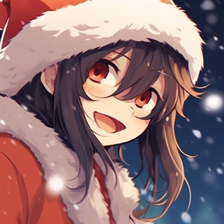 Two characters, bright pastel shades, presenting each other with beautifully wrapped gifts. clever matching christmas cartoon pfp ideas pfp for discord.